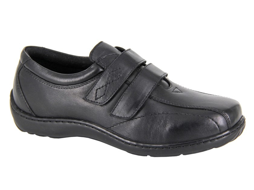 Women’s Black Softie Leather Wide Fit Shoes