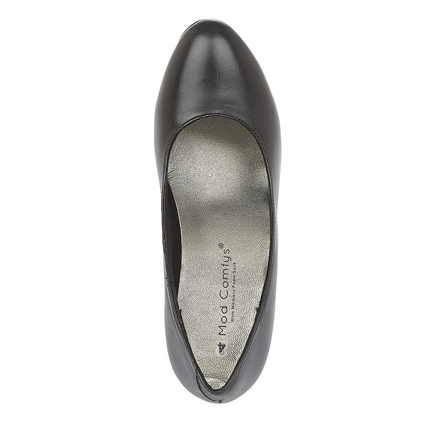 Women’s Black Leather High Heel Court Shoes