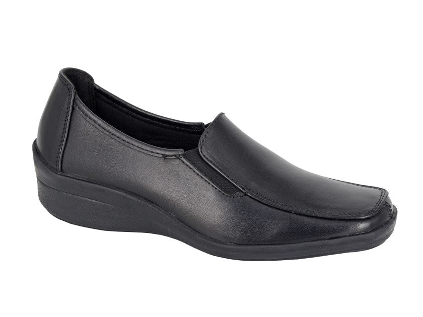 Women’s Black Softie Leather Twin Gusset Casual Shoes