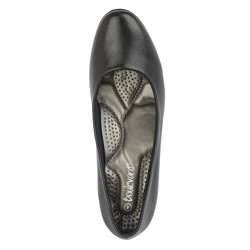 Women’s Black PU Plain Court Shoes