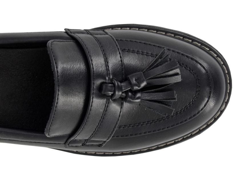 Women’s Black Matt PU Toggle Loafers