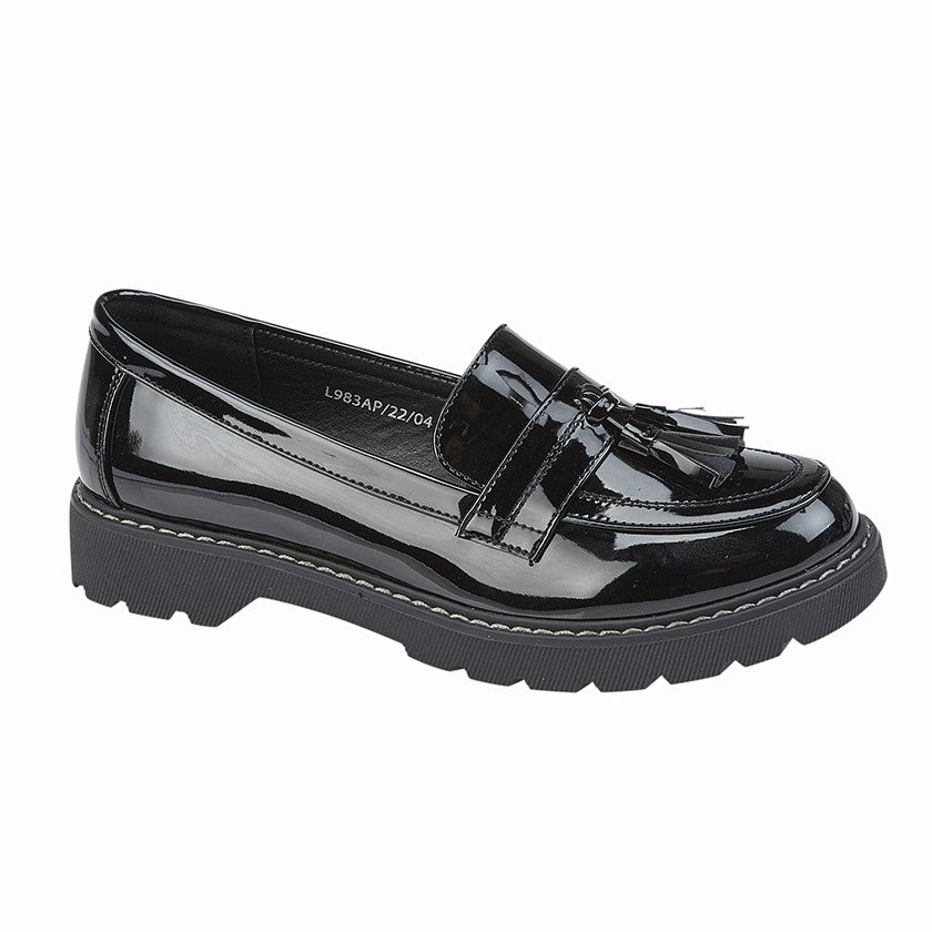 Women’s Black Patent PU Toggle Loafers