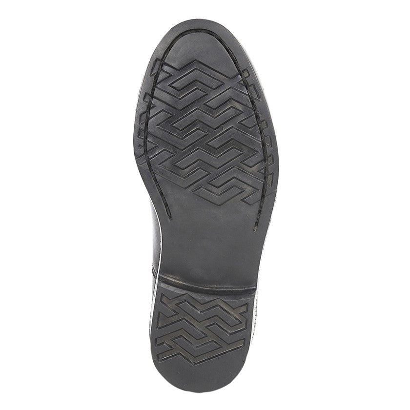 Men’s Black Leather Capped Oxford Cadet Shoes – Stitched Rubber Sole