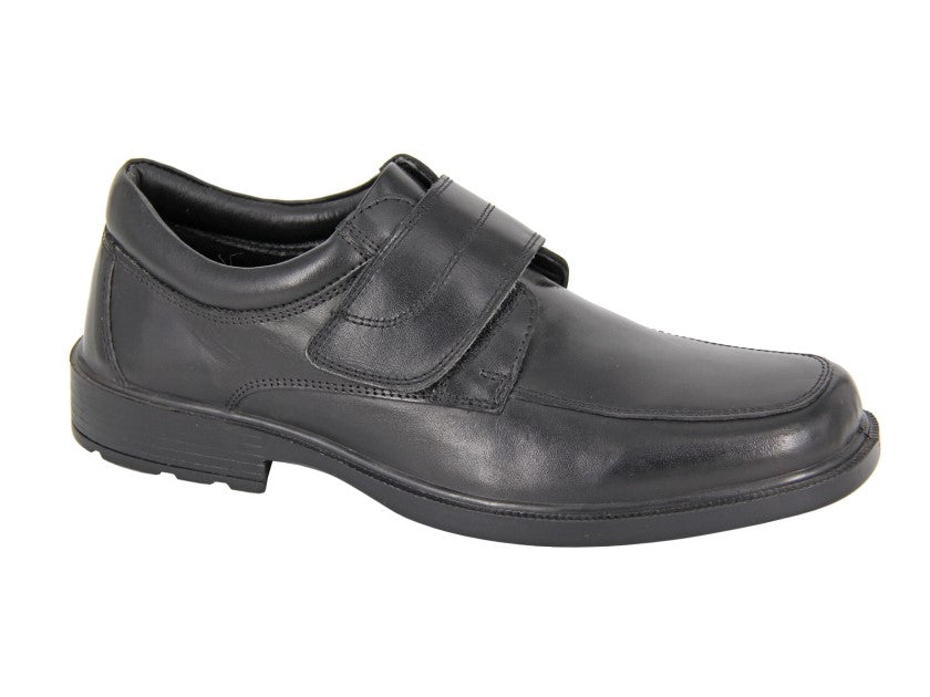 Men’s Black Leather Touch Fastening Comfort Casual Shoes
