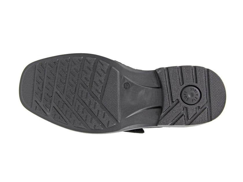 Men’s Black Leather Touch Fastening Comfort Casual Shoes