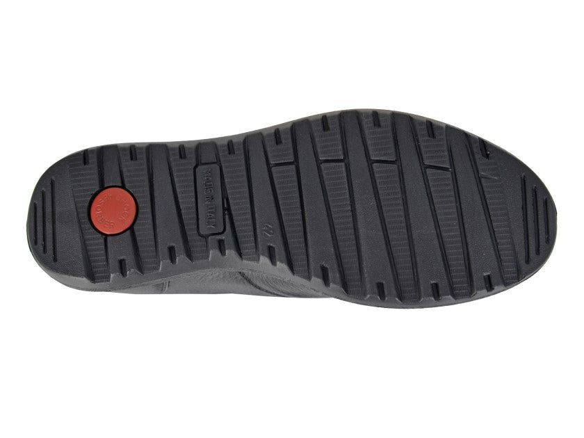 Men’s Black Leather Twin Gusset Wide Fitting Casual Shoes