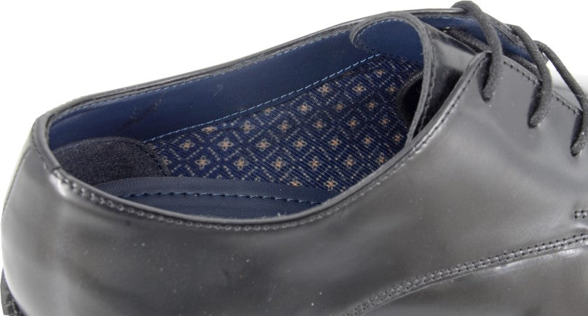Men’s Black Hi-Shine Leather 3 Eyelet Gibson Shoes