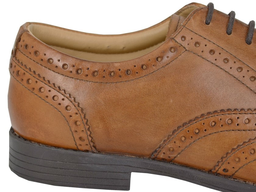 Men’s Tan Leather Wing Cap Brogue Oxford Shoes
