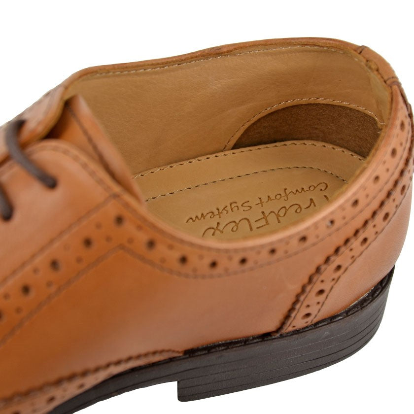 Men’s Tan Leather Wing Cap Brogue Oxford Shoes