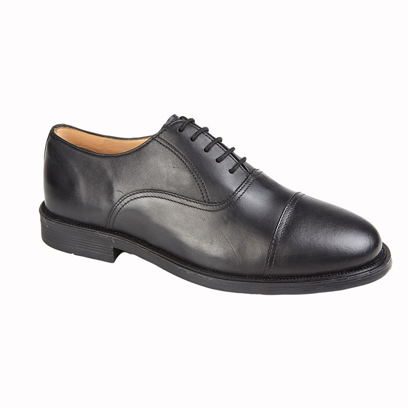 Men’s Black Leather Capped Oxford Cadet Shoes – Cushion Insole