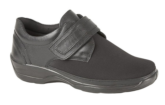 Women’s Black Nappa Leather Wide Fit Comfort Shoes