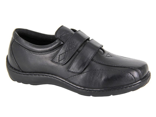 Women’s Black Softie Leather Wide Fit Shoes