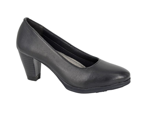 Women’s Black Leather 55mm Heel Court Shoes