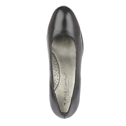 Women’s Black Leather 55mm Heel Court Shoes
