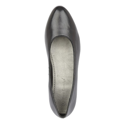 Women’s Black Leather Low Heel Court Shoes