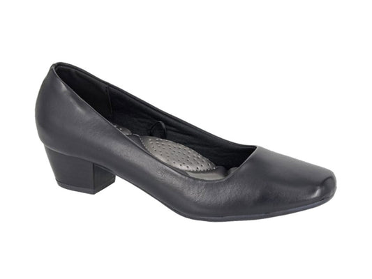 Women’s Black PU Low Heel Court Shoes