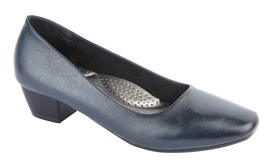 Women’s Navy PU Low Heel Court Shoes