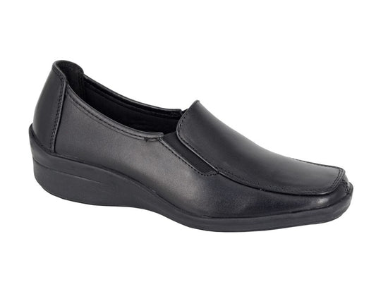 Women’s Black Softie Leather Twin Gusset Casual Shoes