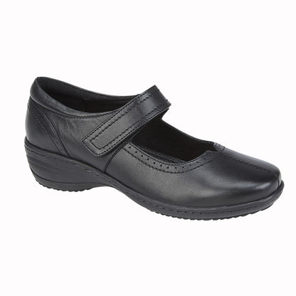 Women’s Black Leather Bar Shoes