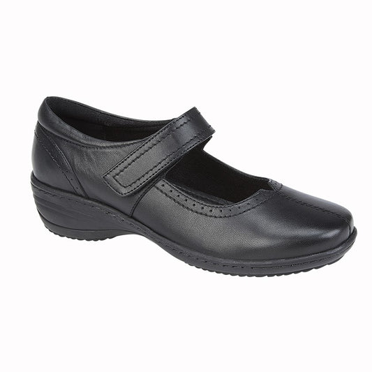 Women’s Black Leather Bar Shoes