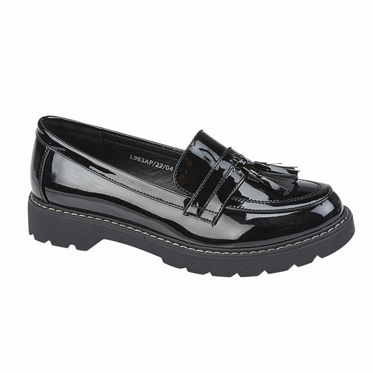 Women’s Black Patent PU Toggle Loafers