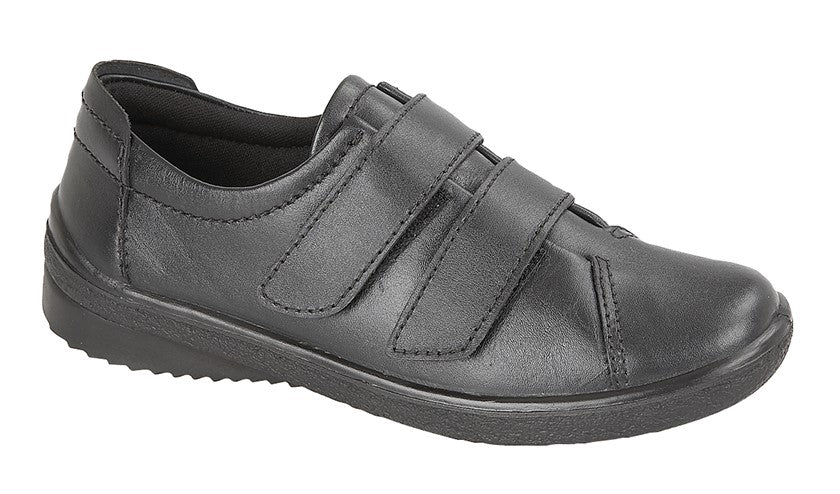 Women’s Black Softie Leather 2-Bar Shoes