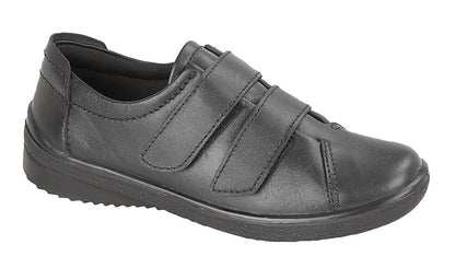 Women’s Black Softie Leather 2-Bar Shoes