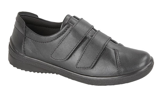 Women’s Black Softie Leather 2-Bar Shoes