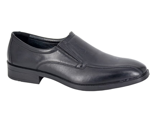Men’s Black Leather Twin Gusset Slip-On Tramline Shoes