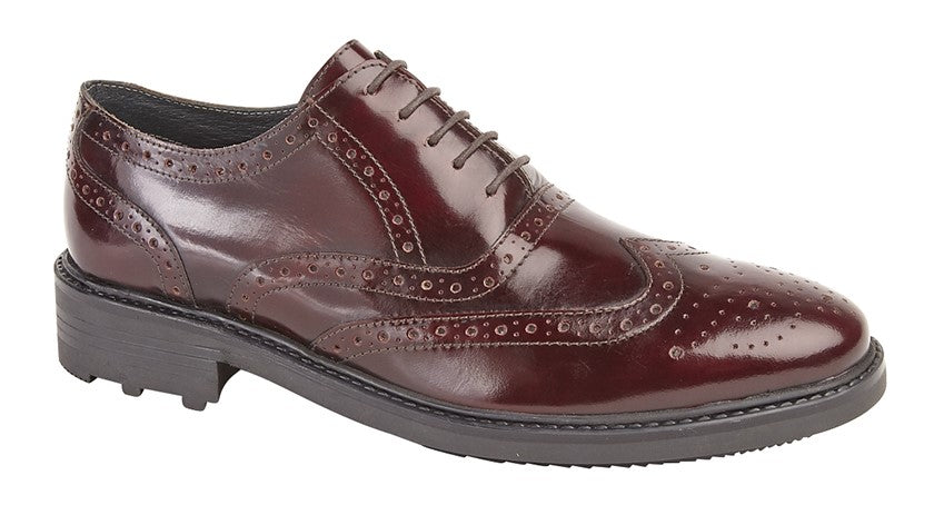 Men’s Oxblood Hi-Shine Leather 5 Eyelet Brogue Oxford Shoes
