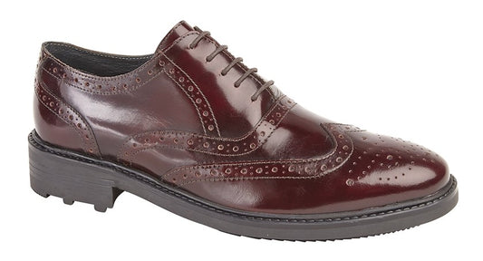 Men’s Oxblood Hi-Shine Leather 5 Eyelet Brogue Oxford Shoes