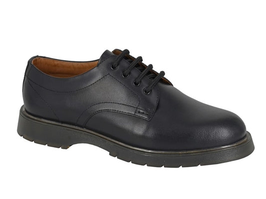 Men’s Black Waxy Leather 4 Eyelet Uniform Shoes