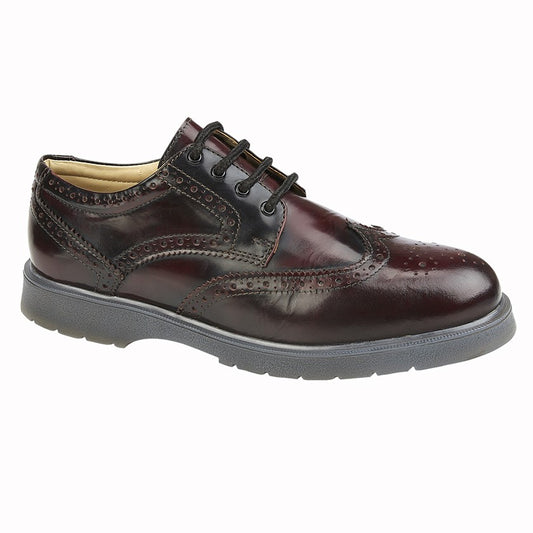 Men’s Burgundy Hi-Shine Leather Brogue Gibson Shoes