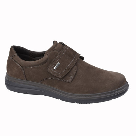 Men’s Extra Wide Brown Nubuck Leather Waterproof Shoes