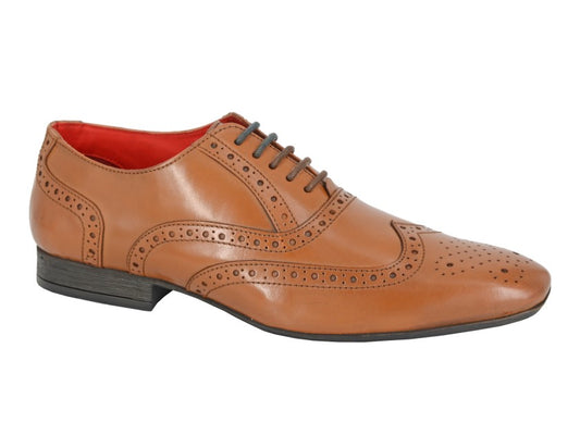 Men’s Tan Burnished Leather 5 Eye Brogue Oxford Shoes