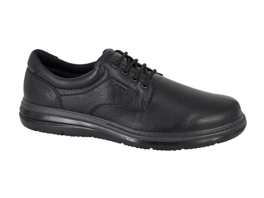 Men’s Extra Wide Black Soft Leather Waterproof Shoes