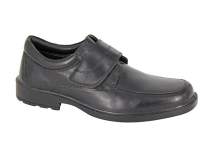 Men’s Black Leather Touch Fastening Comfort Casual Shoes