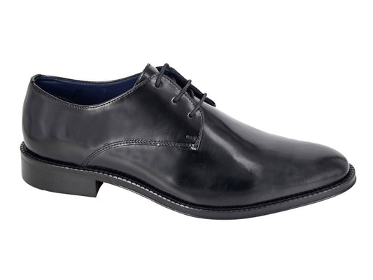 Men’s Black Hi-Shine Leather 3 Eyelet Gibson Shoes
