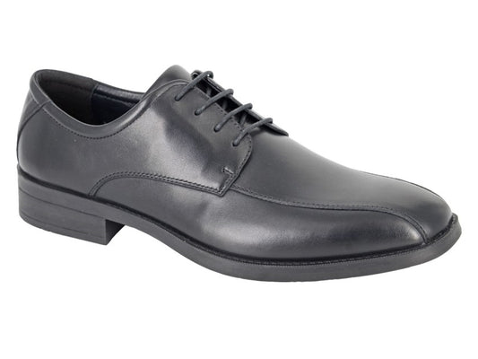 Men’s Black Leather 4 Eye Tramline Tie Shoe