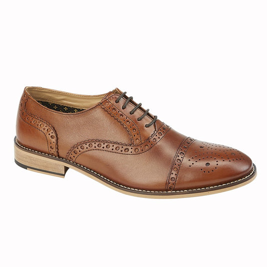 Men’s Tan Leather 5 Eyelet Brogue Oxford Shoes