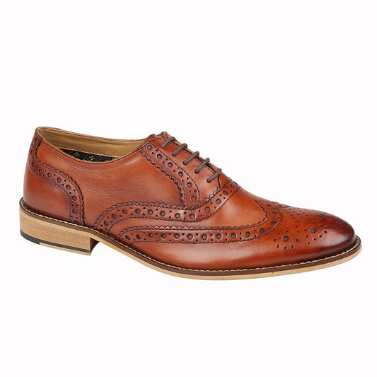 Men’s Tan Leather Lace Brogue Oxford Shoes