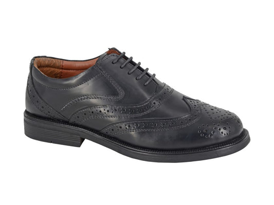 Men’s Black Leather Wing Cap Brogue Oxford Shoes