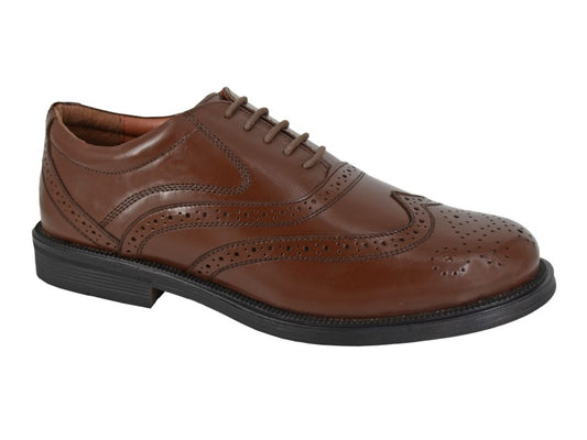 Men’s Brown Leather Wing Cap Brogue Oxford Shoes
