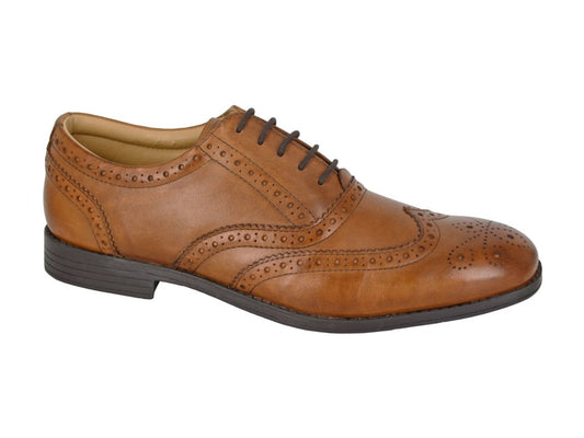 Men’s Tan Leather Wing Cap Brogue Oxford Shoes