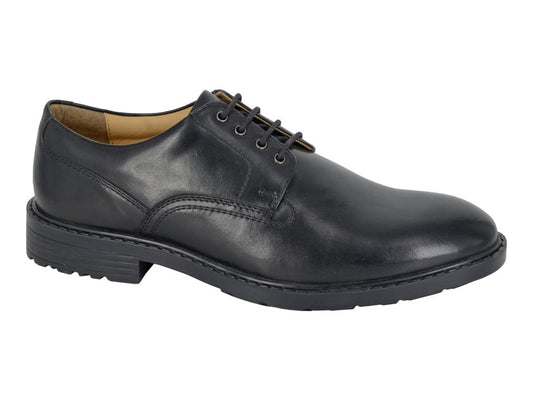 Men’s Black Crust Leather Plain Gibson Shoes